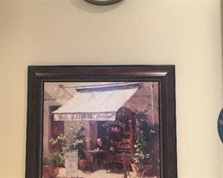 Framed print and wall clock