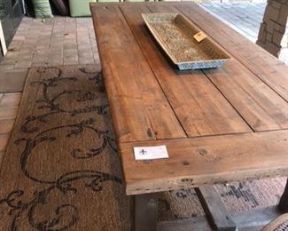 Restoration Hardware table has two leaves. Without leaves 40" wide x 8' long x 31" high
