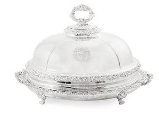 A Georgian silver-plate footed meat dish and dome, 19th century valued at $2000 - $3000  asking $600