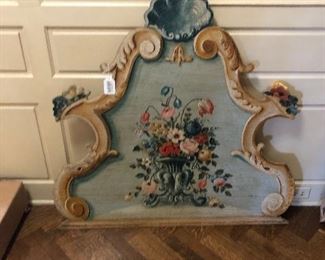 Pair of Italian Rococo Style painted wood headboards 20th century. Asking $600