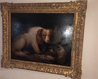 English School, 18th - 19th Century A spaniel with the day's bag 20 x 26 inches valued at approximately $3000 asking $1400