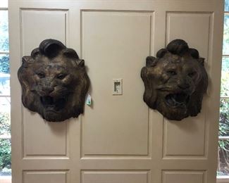 A pair of continental cared and gilt wood mask from he 19th century 21.5"h  valued at $2000 - $3000 asking $600