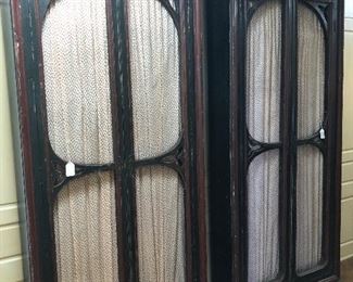 A pair of Gothic style painted wood and wire door bibliotheques, 19th century.   They measure 93"h x 40"w x 12.25" d valued at $3000 - $5000 asking $2400