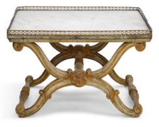 A Continental Neoclassical marble top painted wood side table probably Italian, late 18th early 19th century.  15.5"h x 23"w x 19"d valued at $2000 - $3000 asking $900