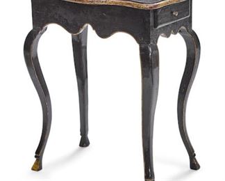 A Continental rococo parcel gilt and ebonized wood side table 18th century 22"h x 18"w x 10.5"d valued at $1500 - $2500  asking $680