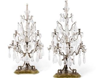 A pair of French silvered bronze and cut and molded glass seven light girandoles 19th century 33.25"h valued at $3000 - $5000 asking $900