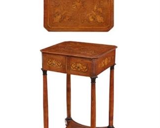 A Continental neoclassical walnut and marquetry table.  Early 19th century, value at $1500 - $2000 asking $900