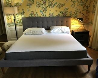 Tufted platform king sized bed frame with a Casper king mattress asking $580