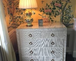 Serena and Lily raffia five drawer chest - originally $3500 each asking $1200 for the pair. Dressers measure 40"W x 21"D x 37"H 