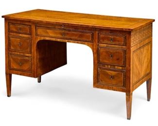 An Italian neoclassical inlaid walnut desk 18th century 31.5"high x 50.25"w x 24.25" deep Valued at $2500 - $3500 asking $1200