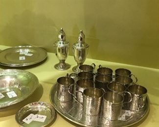 sterling cups and matching tray along with other sterling items for sale