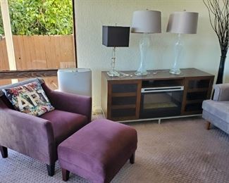 Inside the Cabinet is lava fireplace that lights and heats up the room!