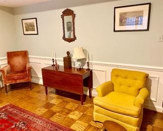 Drop leaf table and vintage arm chairs