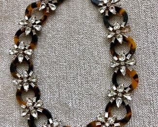 Faux tortoise and rhinestone necklace