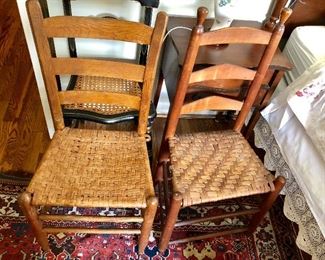 Woven wooden chairs