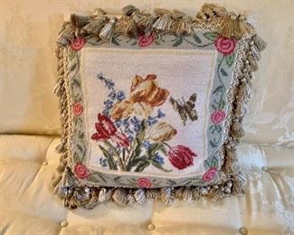 Down stuffed needlepoint pillow