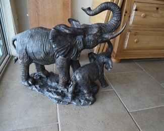 If you love Elephants..............?  Charming mother & baby made of metal, quite a large piece - more info on this later