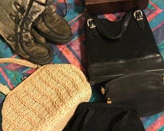 Vintage handbags and fur boots