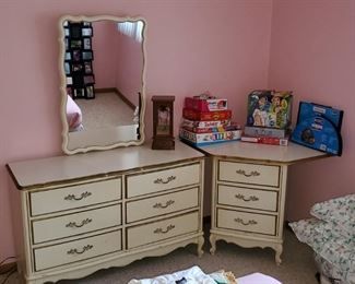 Vintage Dresser with Mirror and Nightstand & Games