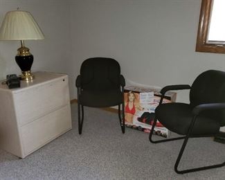 2 Office Chairs, File Cabinet & Lamp 