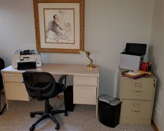 Desk - Office Chair - 2 Printers