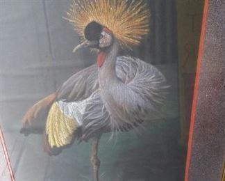 tbs Golden Crested Crane pastel by local artist