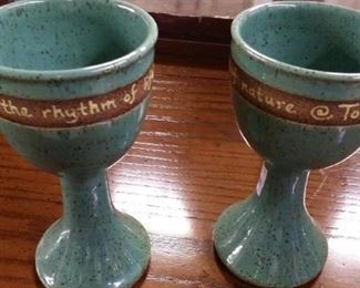 tbs pair earthenware goblets