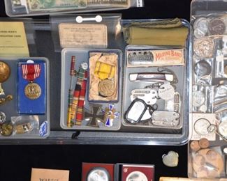 Coins, Keys, Military Items