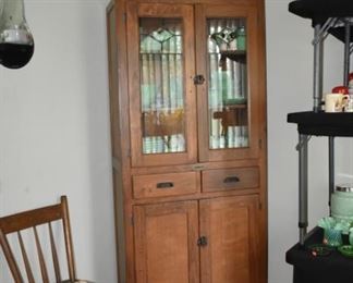 Antique Chair, Sellers China Cabinet also made Hoosier Cabinets