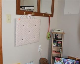 Coat Rack with Mirror, Picture Hanger, Shelf, Toys, Games
