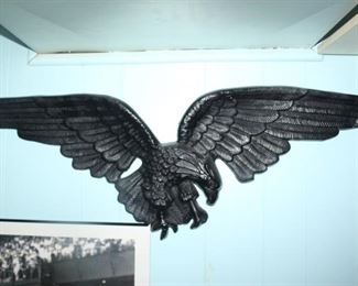 Metal outdoor front of house or garage decoration.  Large, heavy American Eagle.  Great item for a veteran. 
