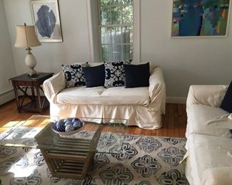 Beveled glass top coffee table w/interesting wood base