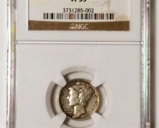 1942/41 -D Mercury Dime Mint Error NGC VF35