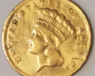 1856-S Indian Princess Head Gold $3