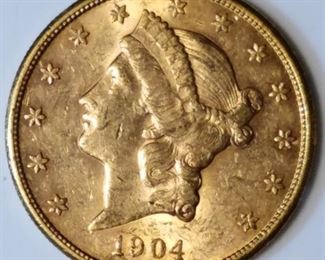 1904-S Coronet Head Gold $20 Double Eagle XF40