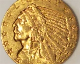 1912 Indian Head Gold $5 Half Eagle XF45