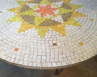 Hand-tiled mosaic mid-century coffee table, or outdoor patio table. 