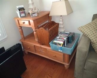Nice solid coffee table and end table.  Coffee table has lots of storage