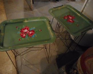 Pair of Vintage TV Trays, Stands