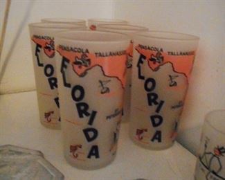 Mid Century Frosted Florida Drinking Glasses