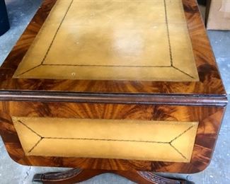 Coffee Table - Leather Insert...Side Leaves lift up!