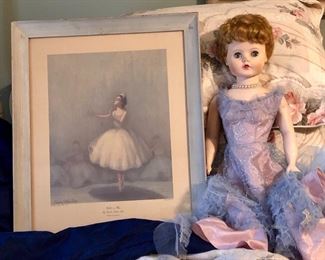 Vintage Ballerina Print by Charles Arthur Rose and  Swedish Doll 