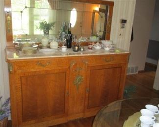 antique french side board with mirror