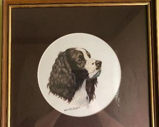 Dog painting signed springer spaniel