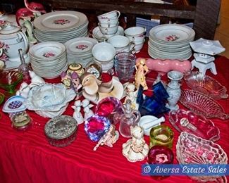 Tables of Ceramics and Vintage Glass