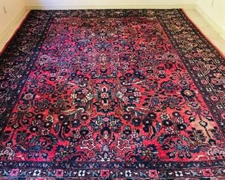 9x12 FERAGHAN SAROUK MIDDLE EASTERN RUG - WITH NEW FRINGE &  RECENTLY CLEANED - DOES HAVE STAIN ON RIGHT BOTTOM CORNER