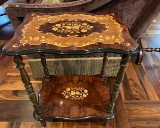 Italian Inlaid Two Tier Accent Table