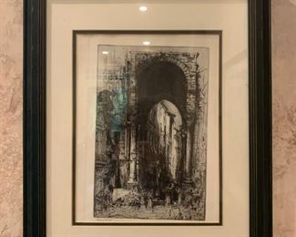 'Ancient Portal' Lithograph, Hedley Fitton