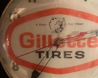 Gillette 'A Bear for Wear' Tires Clock, Pam Clock Co