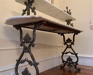 French Iron and Marble Pastry Table